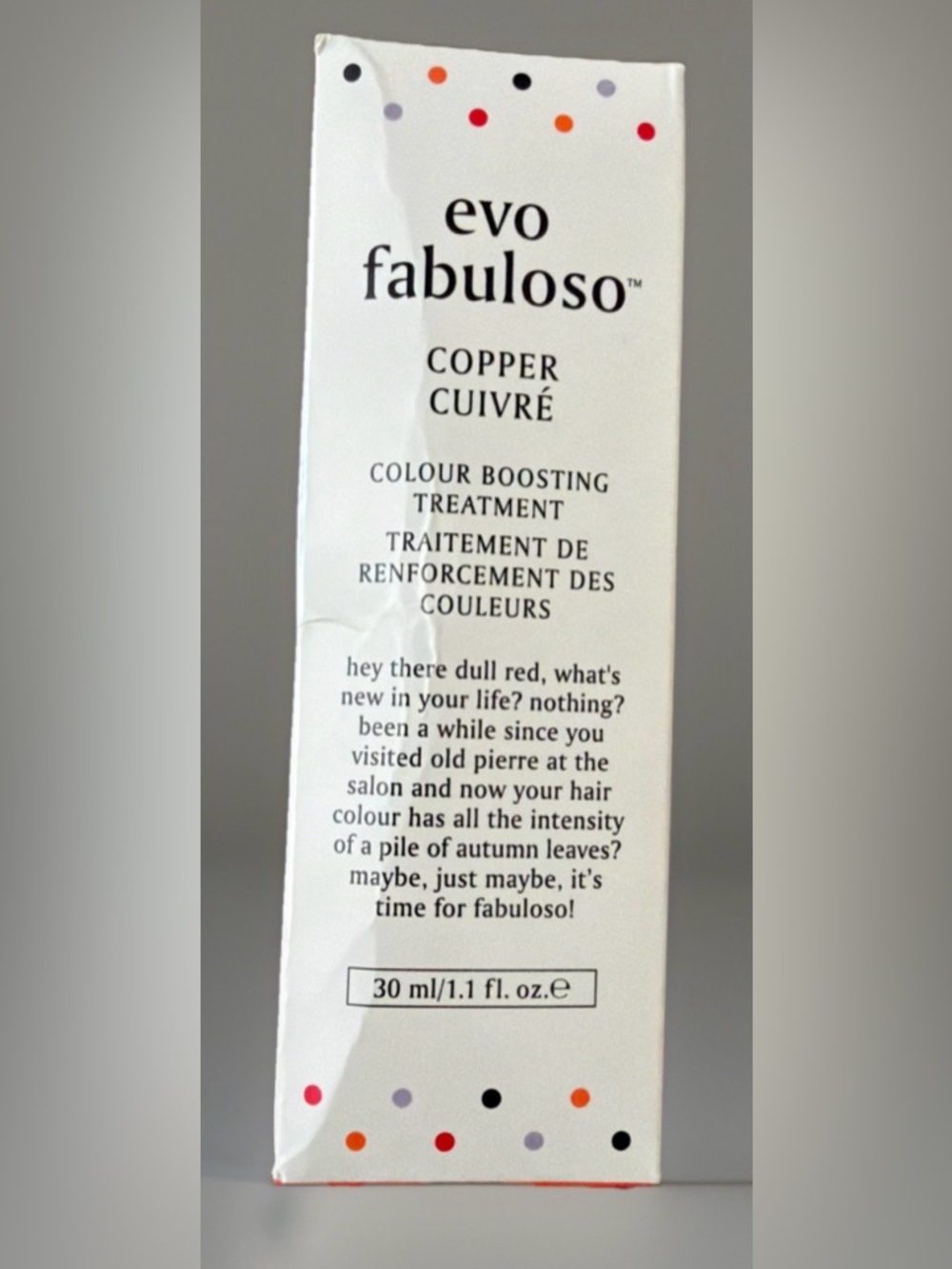 New EVO FABULOSO copper color, boosting, treatment, conditioner, travel size 1.1